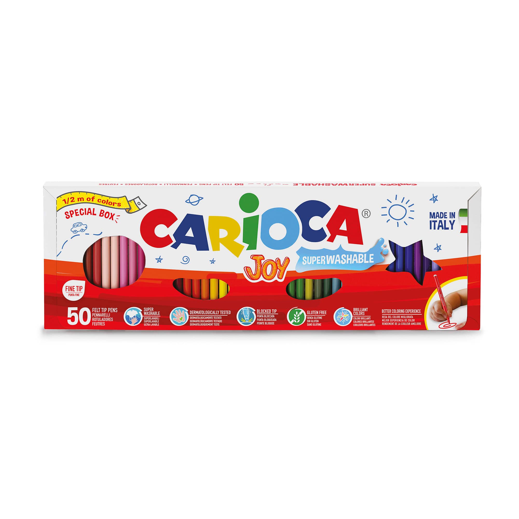 CARIOCA® Joy 2.8mm Fine Tip Felt Tip Washable Pens, 50ct.